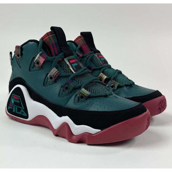 Fila Grant Hill 1 Mens Forest Green Maroon Hi Top Basketball Shoes Sneakers - Picture 3 of 9